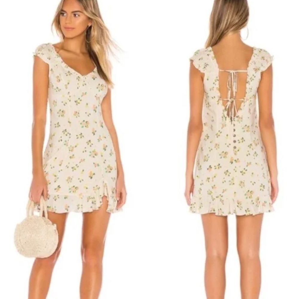 Free People Cream Floral Backless Dress
